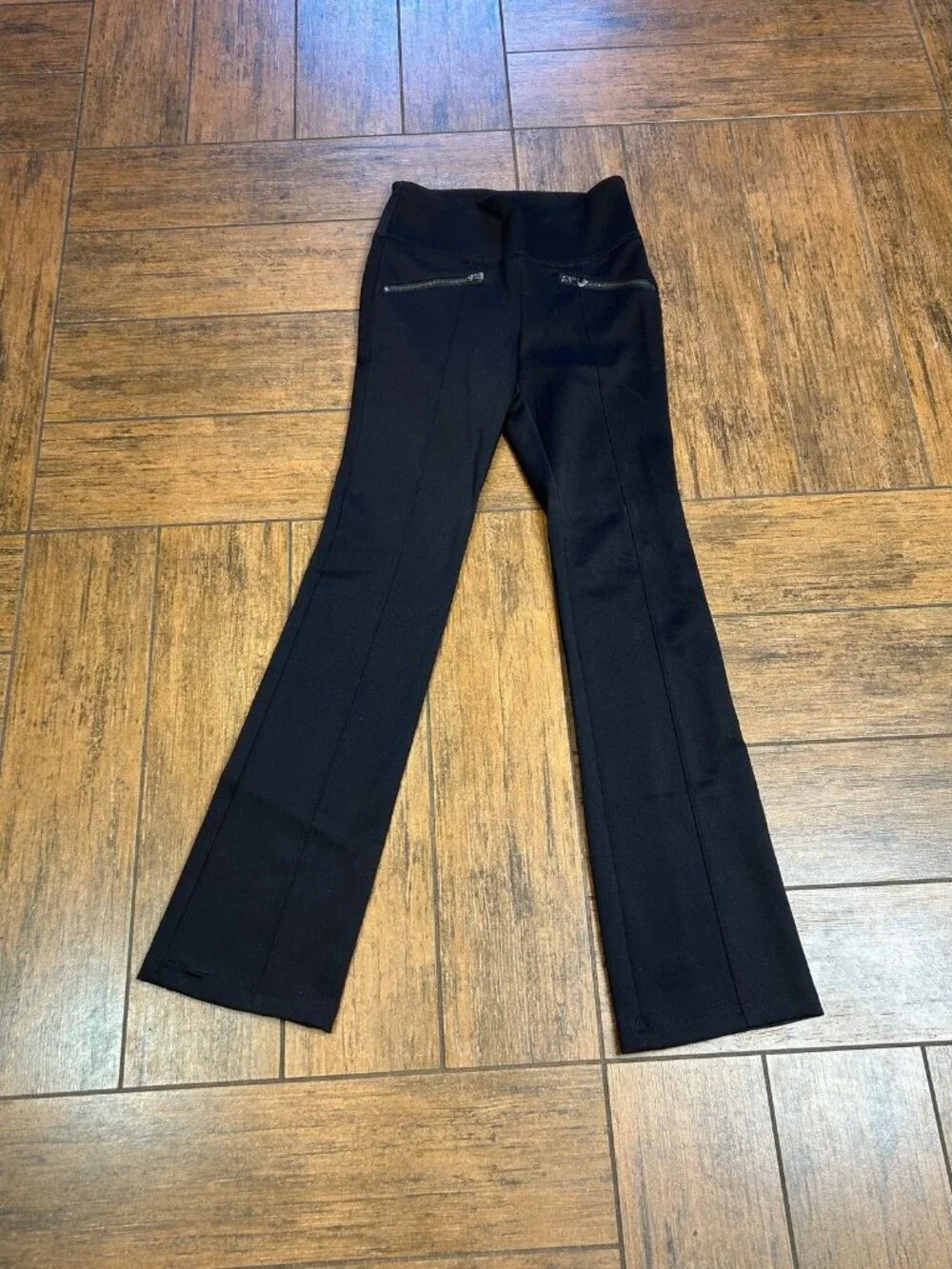 White House Black Market Runway Slim Boot Leggings Black Zippers Size 6